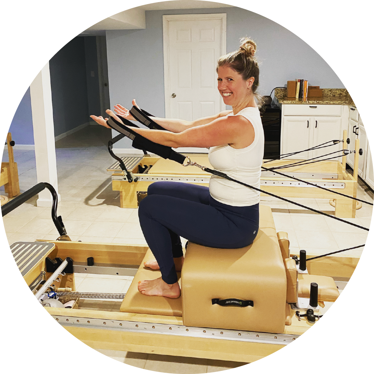 Alona on a Pilates Reformer